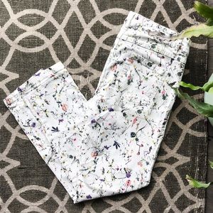 Andrea Jovine Stretch Skinny Floral White Jeans 10